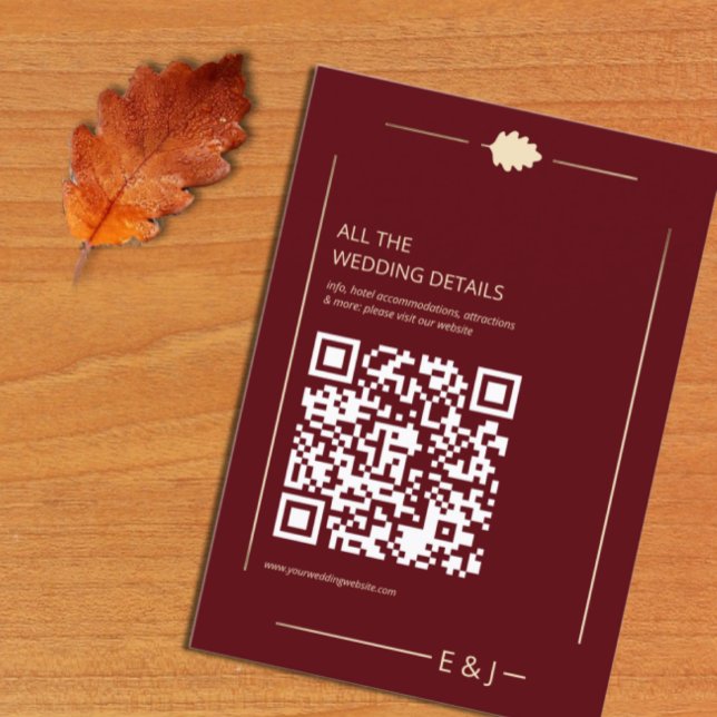 Burgundy Autumn Wedding Details Begleitkarte (Von Creator hochgeladen)