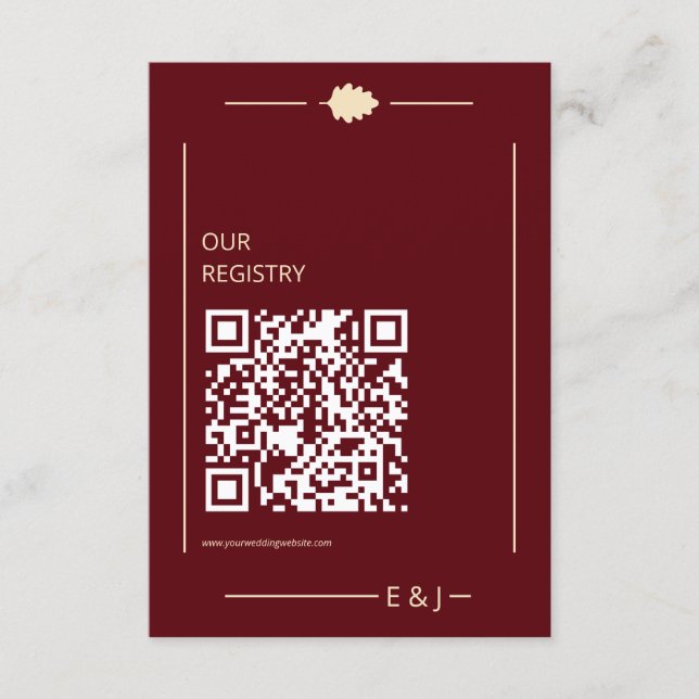 Burgundy Autumn Wedding Registry Begleitkarte (Vorderseite)