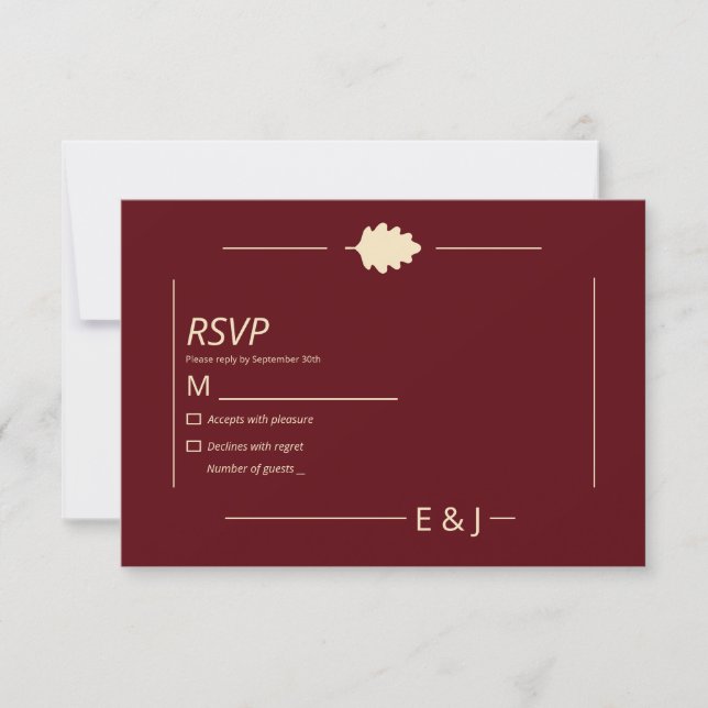 Burgundy Autumn Wedding RSVP Karte (Vorderseite)