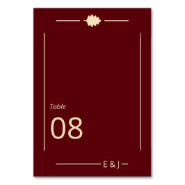 Burgundy Autumn Wedding Tischnummer