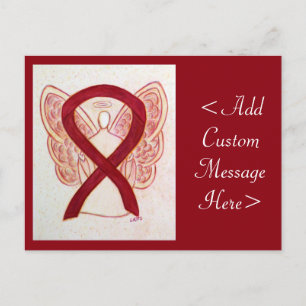 Burgundy Awareness Ribbon Angel Custom Postcard Postkarte