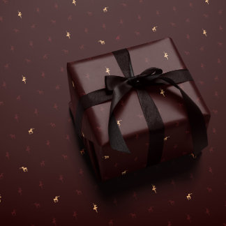Burgundy ballerina and reindeer wrapping paper geschenkpapier