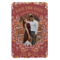 Burgundy Berry Gold Gerahmtes Foto Save the Date
