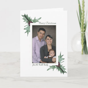 Burgundy Berry & Holly Christmas Foto Feiertagskarte