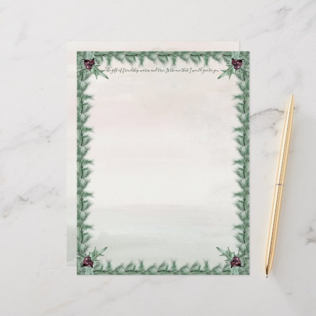 Burgundy Berry Holly Pine Christmas (Vorderseite/Rückseite Beispiel)