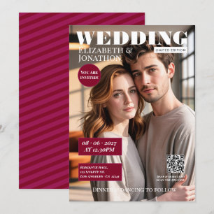 Burgundy & Berry Magazine Hochzeitsfoto Einladung