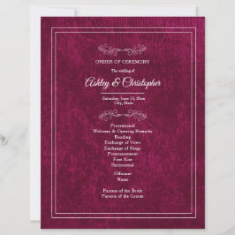 Burgundy Berry Velvet White Wedding Program