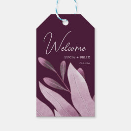 Burgundy Big Blätter Hochzeit Willkommen Geschenkanhänger