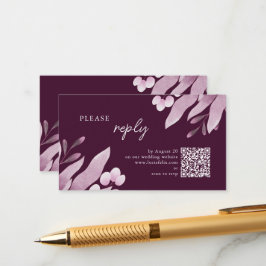 Burgundy Big Blätter Wedding RSVP Begleitkarte