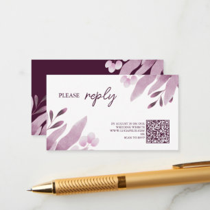 Burgundy Big Blätter Wedding RSVP Begleitkarte