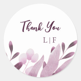 Burgundy Big Leaf Wedding Vielen Dank Runder Aufkleber