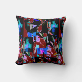 Burgundy Black Aqua Pink Blue Contemporary Print Kissen