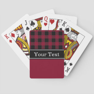 Burgundy Black Buffalo Karo Kariert CBN Monogram Spielkarten