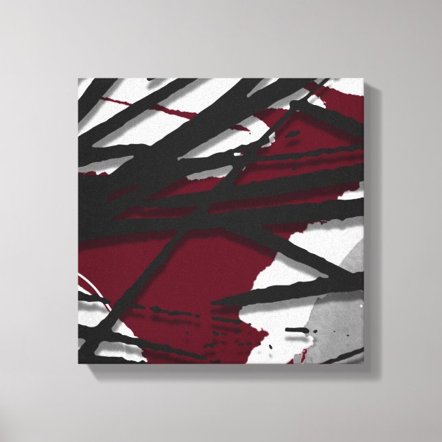 Burgundy Black Gray Abstract Watercolor Leinwanddruck (Vorderseite)