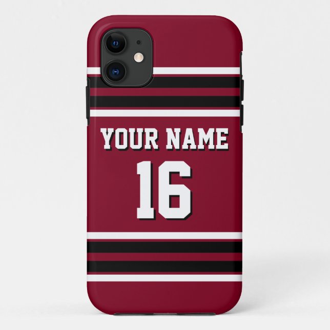 Burgundy Black Team Jersey Name Case-Mate iPhone Hülle (Rückseite)
