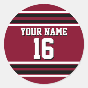 Burgundy Black Wht Team Jersey Name Runder Aufkleber