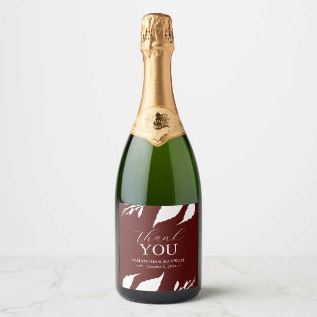 Burgundy Blätter Champagne Wedding Stickers (Vorderseite)