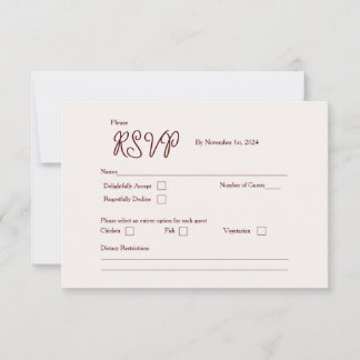 Burgundy Bliss RSVP-Karte Version 2 RSVP Karte