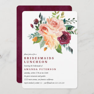 Burgundy Bloom Bridesmaids Luncheon Wedding Einladung