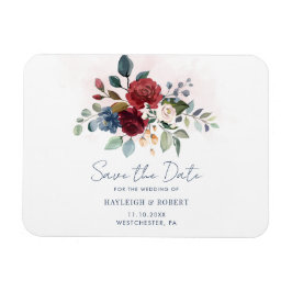 Burgundy Bloom Greenerity Wedding Save the Date Magnet
