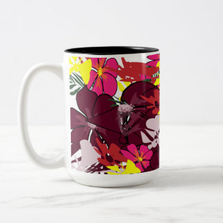 Burgundy Bloom Pop — Florale Abstracte Tasse
