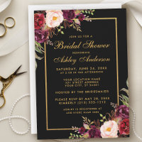 Burgundy Bloral Black Gold Brautparty