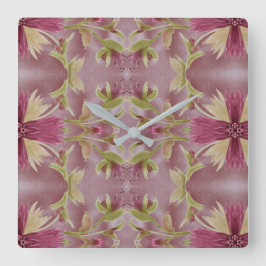 Burgundy Bloral Clock Quadratische Wanduhr