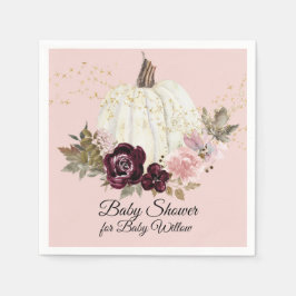Burgundy Bloral Gold Blush Pumpkin Baby Dusche Serviette