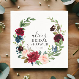 Burgundy Blue Garden Brautparty Serviette