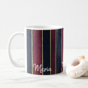 Burgundy Blue Stripe Tasse