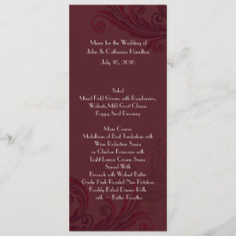 Burgundy Blüh Skinny Wedding Table Menu Menükarte