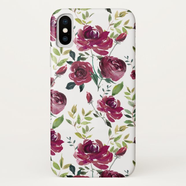 Burgundy-Blume | Blumenmuster Case-Mate iPhone Hülle (Rückseite)