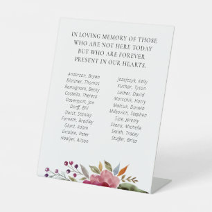 Burgundy Blume Class-Wiedersehen-Memorial-Namen Sockelschild