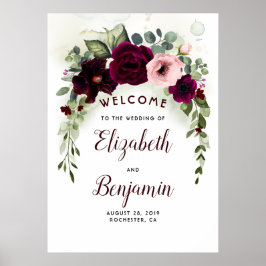 Burgundy Blume Elegantes Hochzeitsszenario Poster