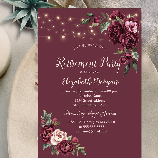 Burgundy Blume Lights Burgund Rente Einladung (Von Creator hochgeladen)