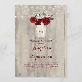 Burgundy Blume Mason Jar Rustikales Brautparty Einladung