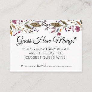 Burgundy-Blume schätzen, wie viele Babyduschenspie Visitenkarte