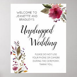 Burgundy Blume Unplugged Wedding Zeremonie Poster