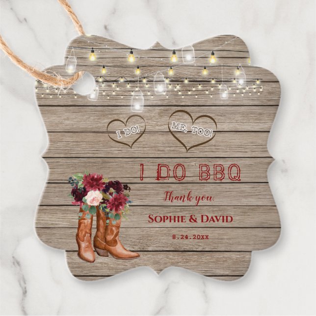 Burgundy Blume Western Cowboy Boots Ich mache GRIL Geschenkanhänger (Vorderseite)