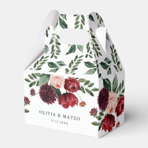 Burgundy Blume Winter Wedding Favor Box Geschenkschachtel