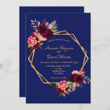 Burgundy Blumen Blau geometrische boho Hochzeit