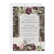 Burgundy Blush Bloral Rustic Twinkle Lights Weddin