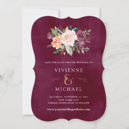 Burgundy Blush | Blumenhochzeit Datum speichern Save The Date