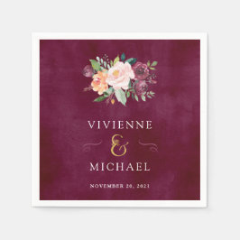 Burgundy Blush | Blumenhochzeit Serviette