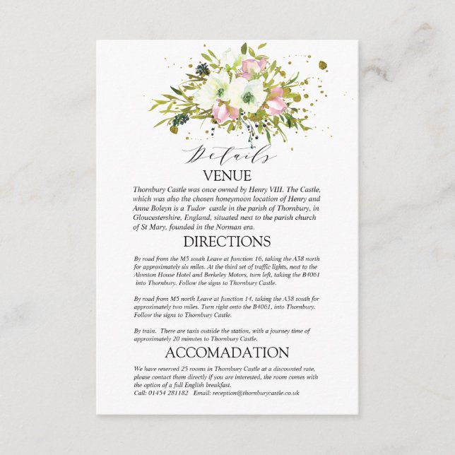 Burgundy & Blush-Bouquet - Hochzeitsdetails - Umsc Begleitkarte (Vorderseite)