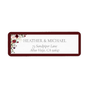 Burgundy Blush Brautparty Rücksendeadresse