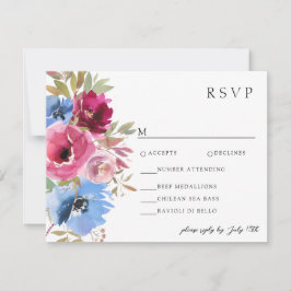 Burgundy Blush Dusty Blue Elegante RSVP Karte