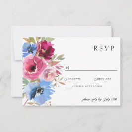 Burgundy Blush Dusty Blue Elegante RSVP Karte