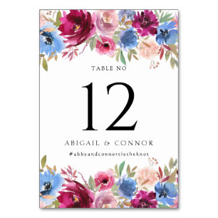 Burgundy Blush Dusty Blue Elegante Tischnummer