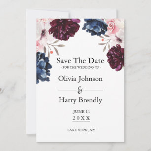 Burgundy Blush Elegante Blumen Save the Date